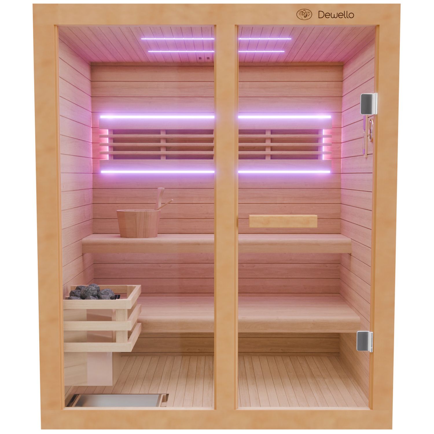 Dewello Finnische Traditionelle Sauna TOFINO 160cm x 150cm inkl. 4,5 KW Harvia Ofen