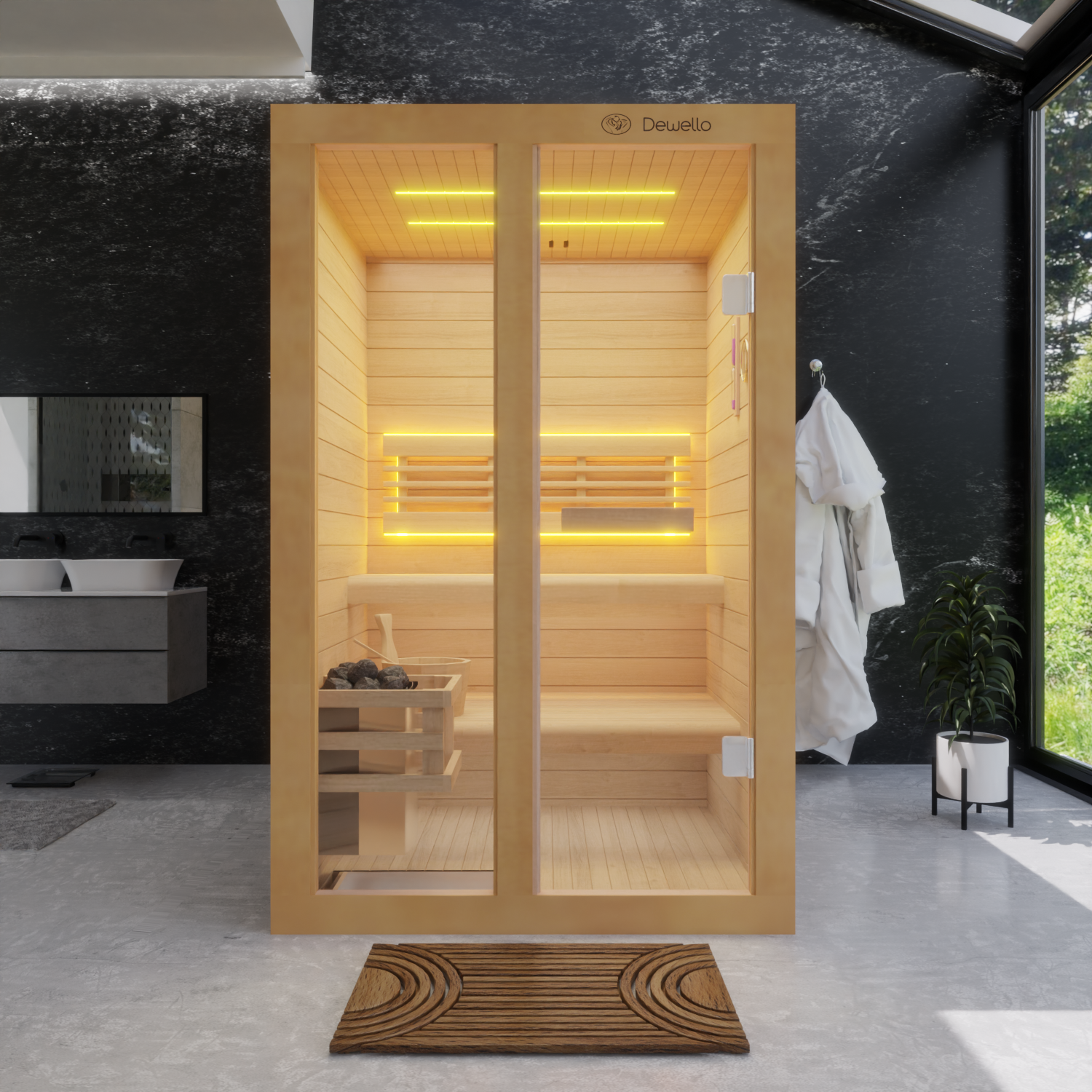 Dewello Finnische Sauna TOFINO 120cm x 140cm