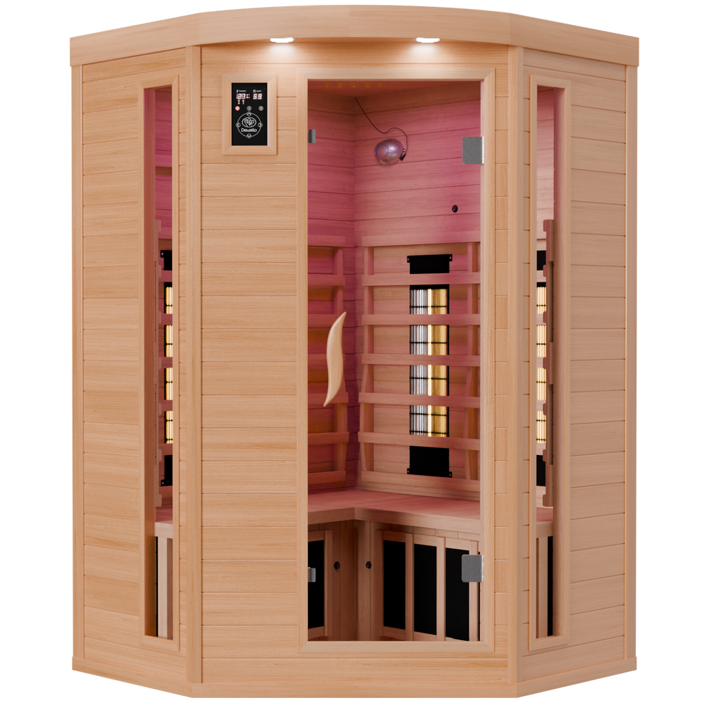 Dewello Infrarotkabine LAKEFIELD 3 120cm x 120cm inkl. Vollspektrumstrahler, Bodenstrahler