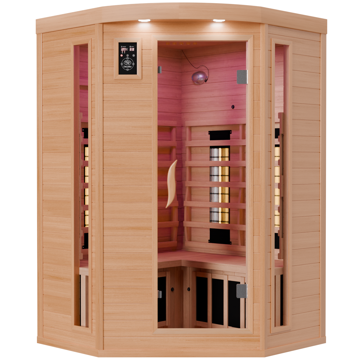 Dewello Infrarotkabine LAKEFIELD 3 120cm x 120cm inkl. Vollspektrumstrahler, Bodenstrahler