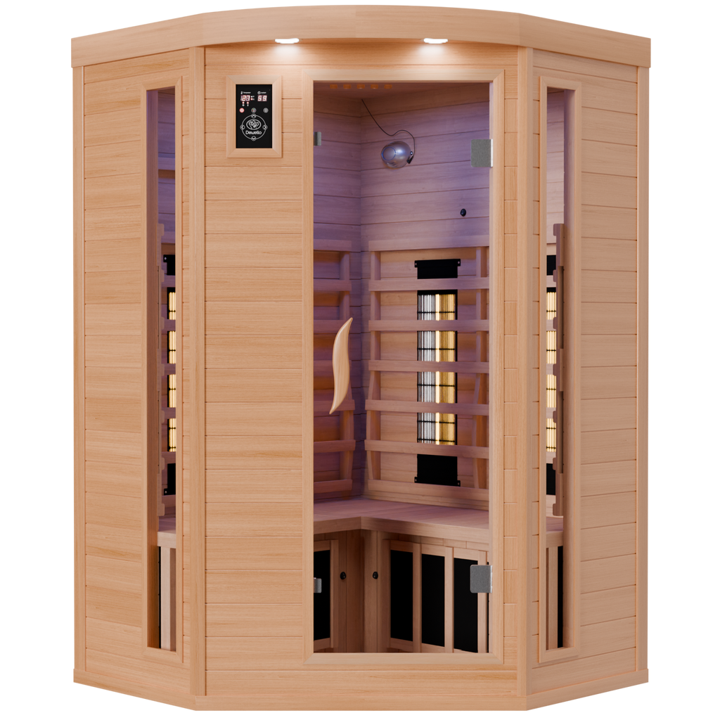 Dewello Infrarotkabine LAKEFIELD 3 120cm x 120cm inkl. Vollspektrumstrahler, Bodenstrahler