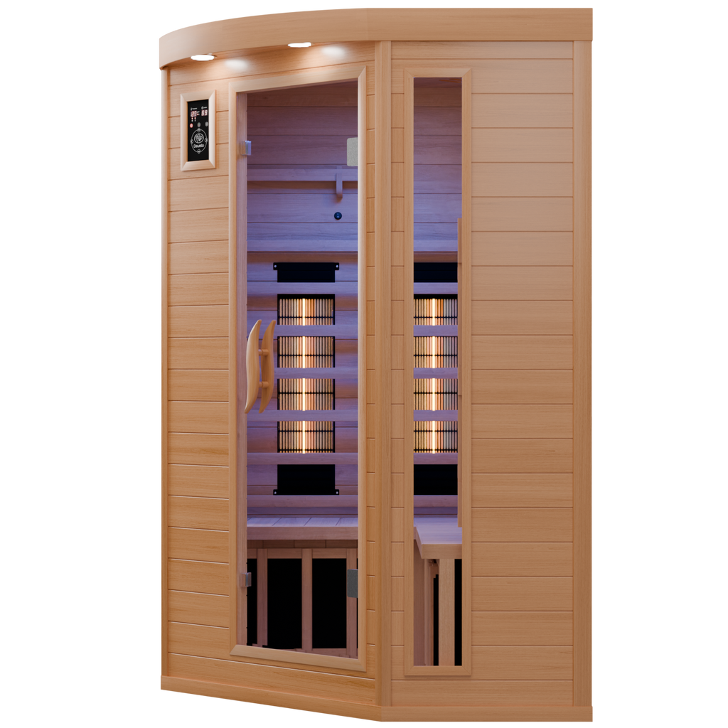 Dewello Infrarotkabine LAKEFIELD 3 120cm x 120cm inkl. Vollspektrumstrahler, Bodenstrahler