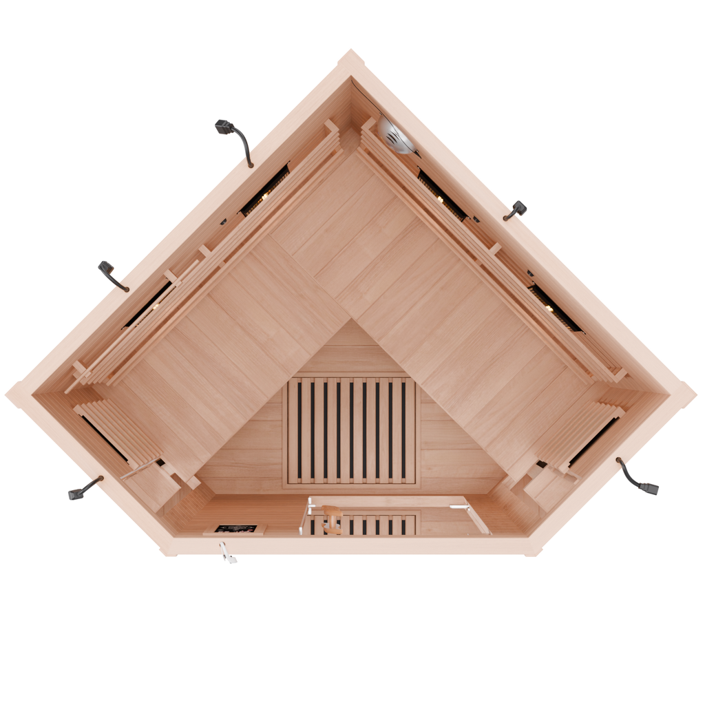 Dewello Infrarotkabine LAKEFIELD 3 120cm x 120cm inkl. Vollspektrumstrahler, Bodenstrahler