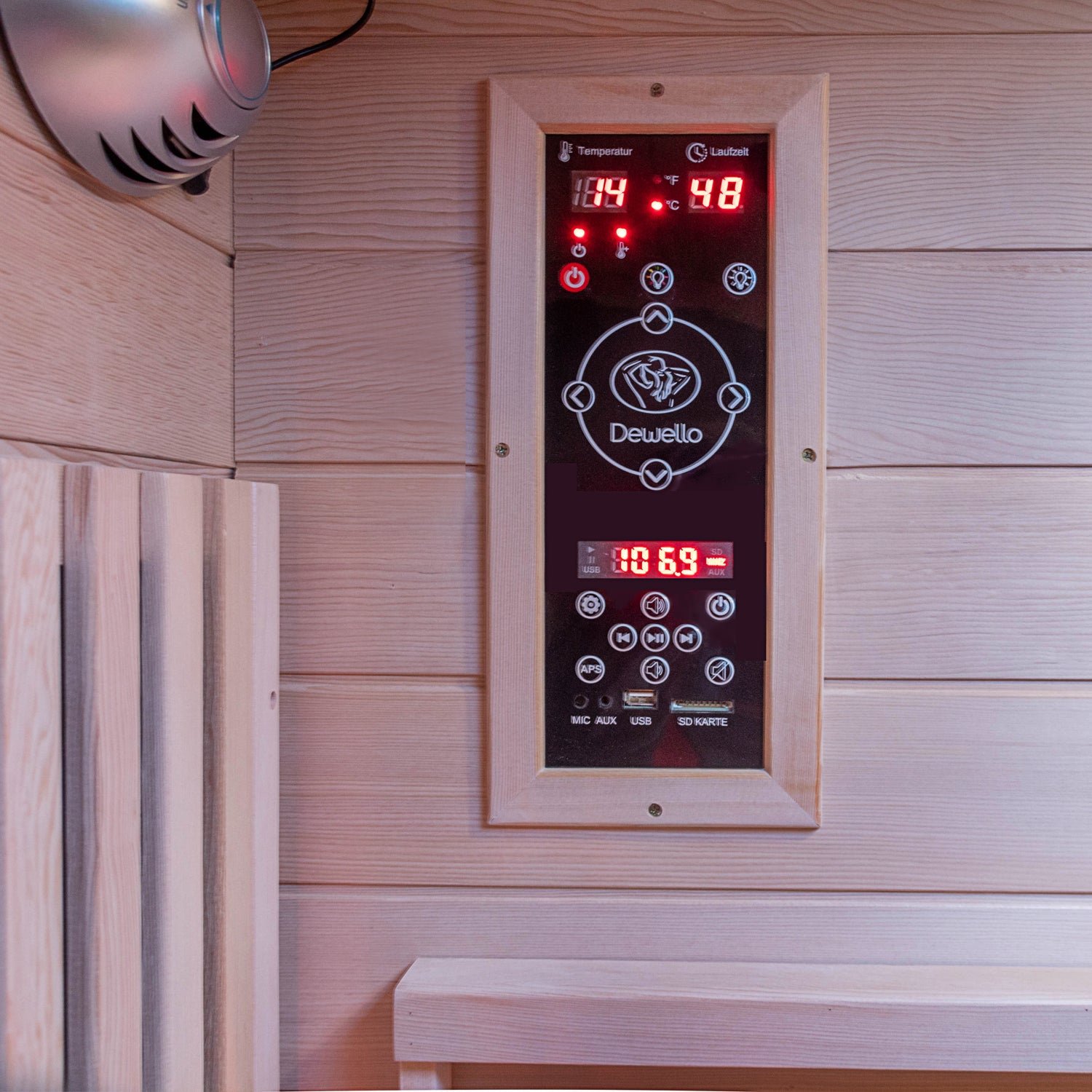 Dewello Infrarotkabine KINGSTON 130cm x 105cm inkl. Vollspektrumstrahler, Bodenstrahler