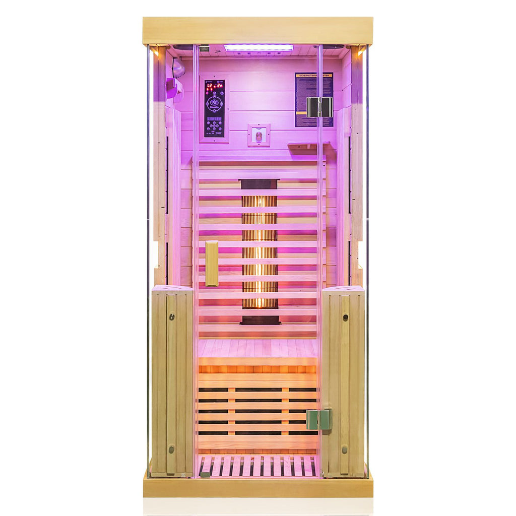 Dewello Infrarotkabine KINGSTON 90cm x 90cm inkl. Vollspektrumstrahler, Bodenstrahler