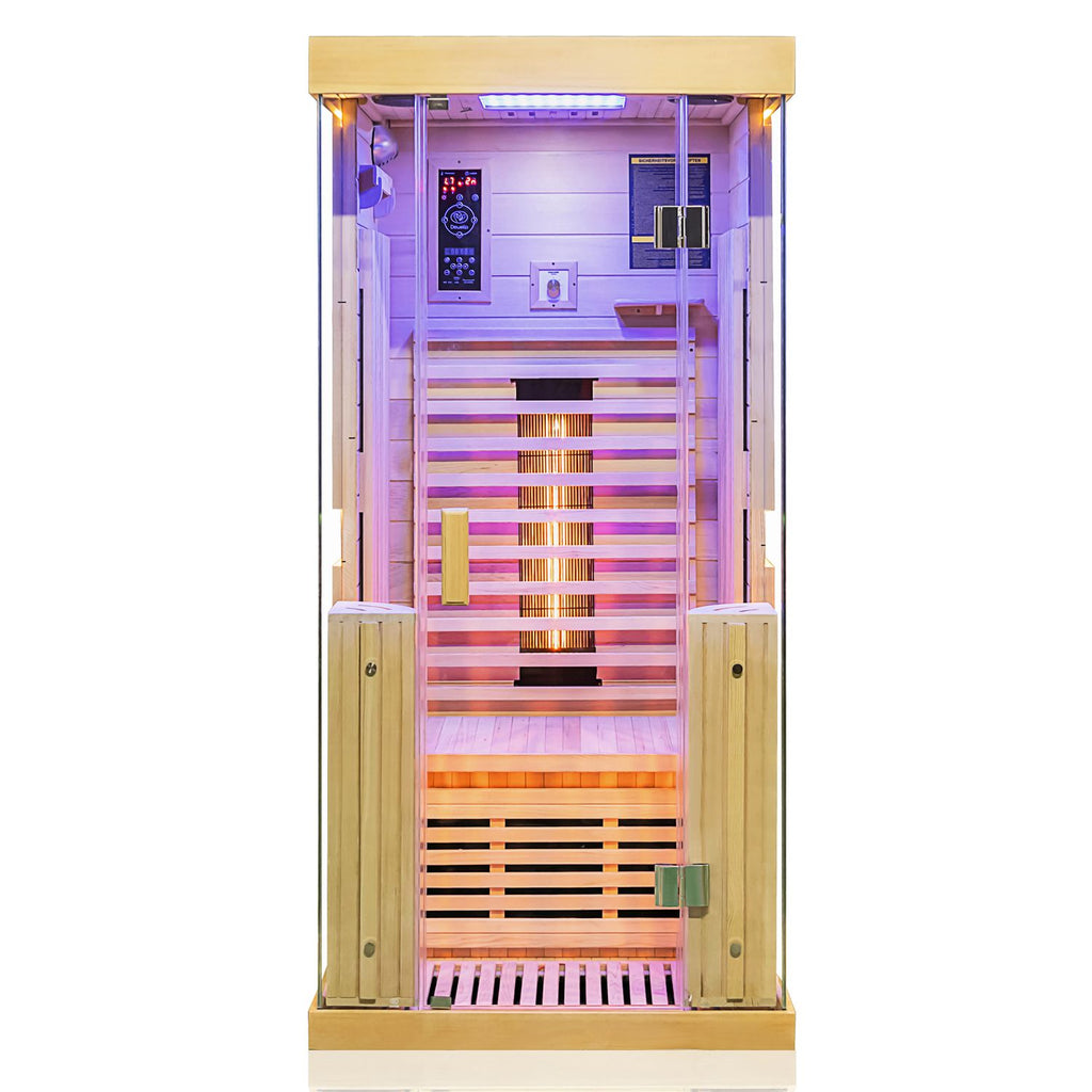 Dewello Infrarotkabine KINGSTON 90cm x 90cm inkl. Vollspektrumstrahler, Bodenstrahler