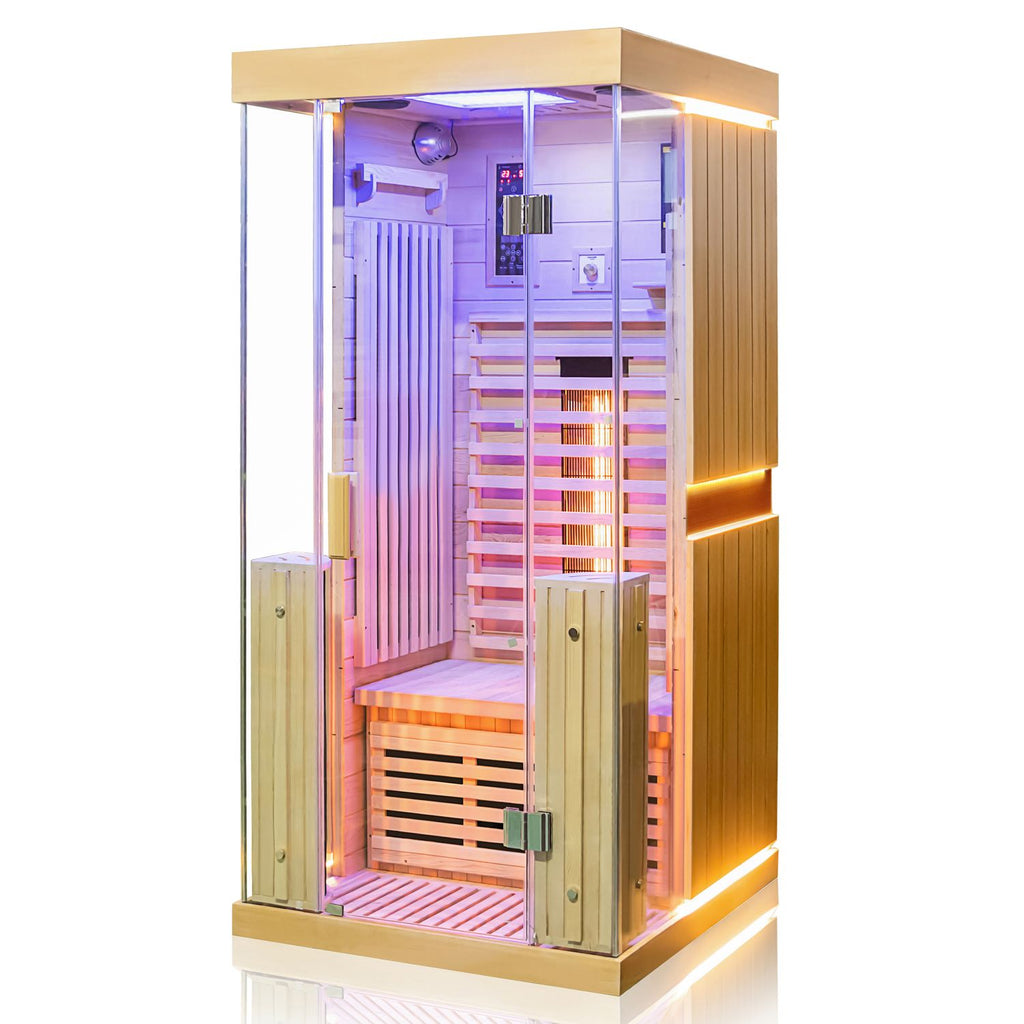 Dewello Infrarotkabine KINGSTON 90cm x 90cm inkl. Vollspektrumstrahler, Bodenstrahler