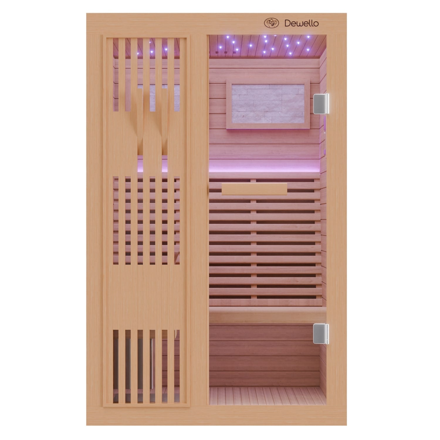Dewello Finnische Traditionelle Sauna MINTO 120cm x 120cm inkl. 3,5 KW Harvia Ofen