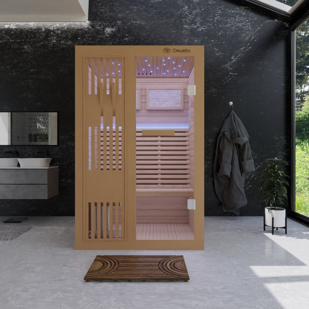 Dewello Finnische Sauna MINTO 120cm x 120cm