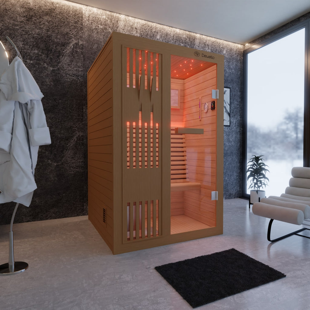 Dewello Finnische Sauna MINTO 120cm x 120cm