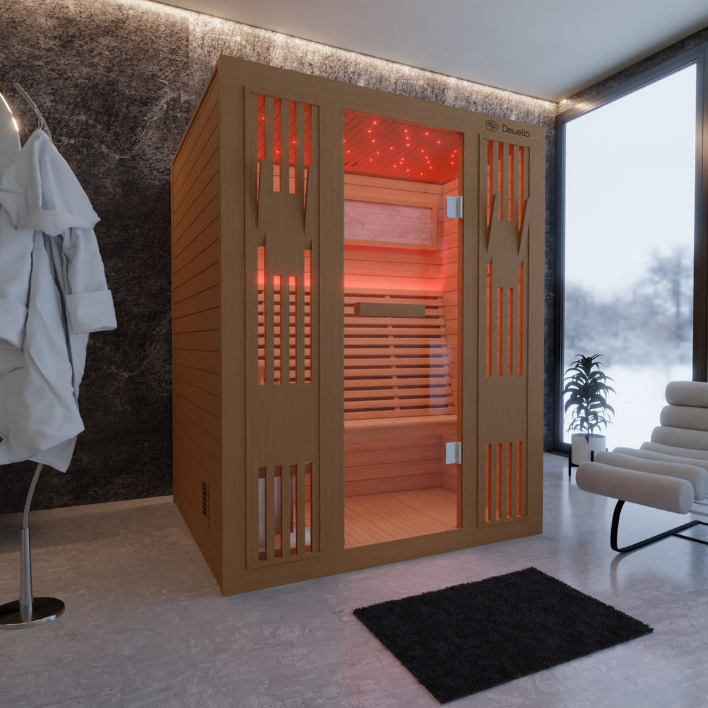 Dewello Finnische Sauna MINTO 150cm x 130cm