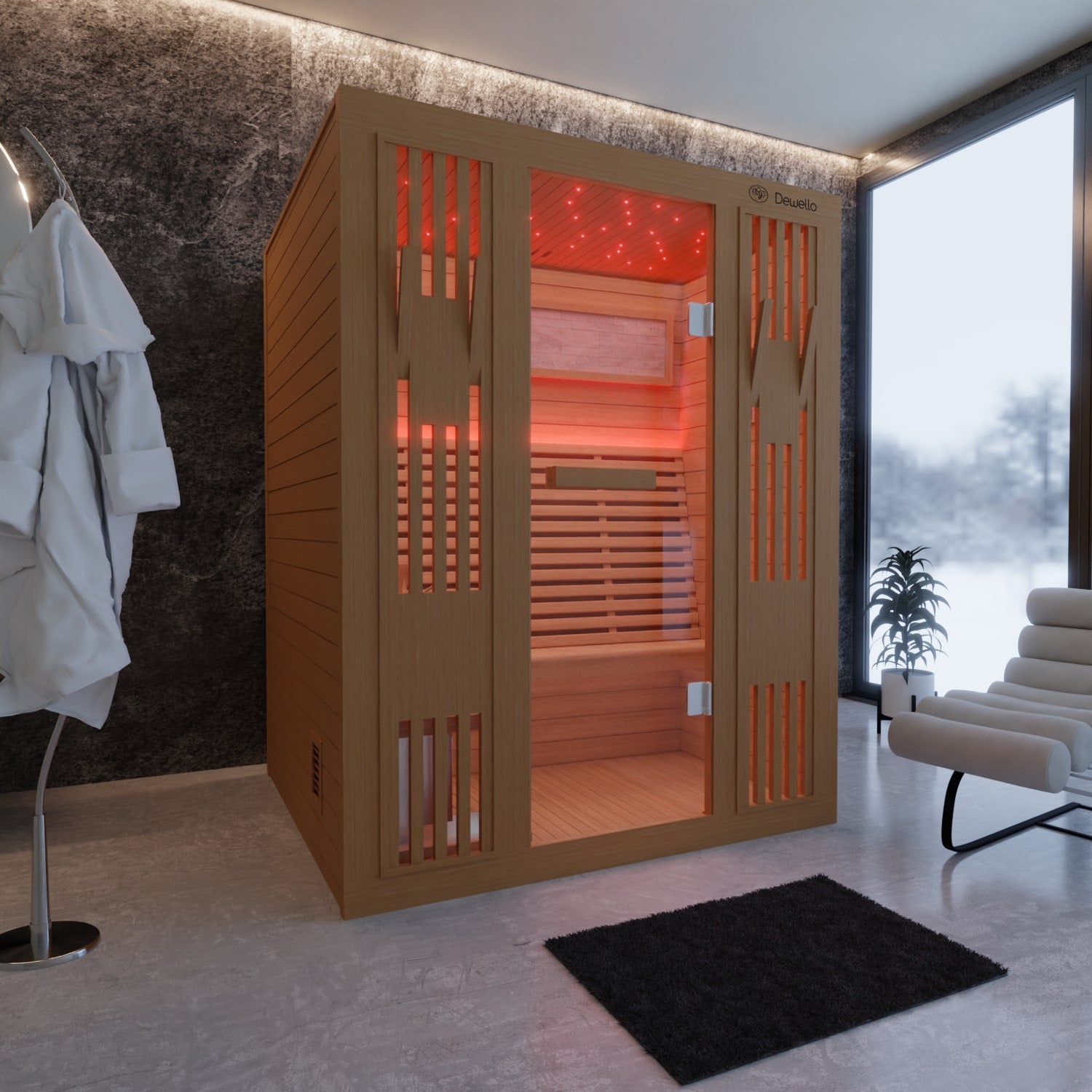 Dewello Finnische Sauna MINTO 150cm x 130cm