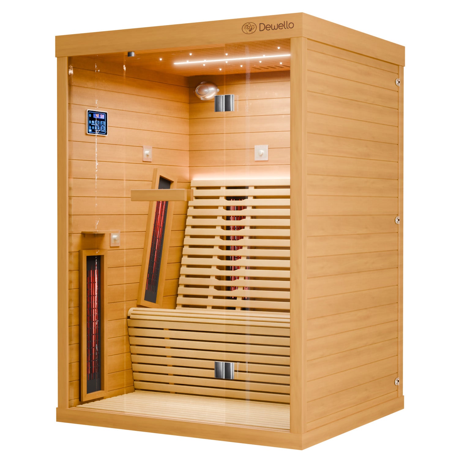 Dewello Infrarotkabine PALERMO 135x120 Hemlock inkl. Vollspektrumstrahler, Bodenstrahler