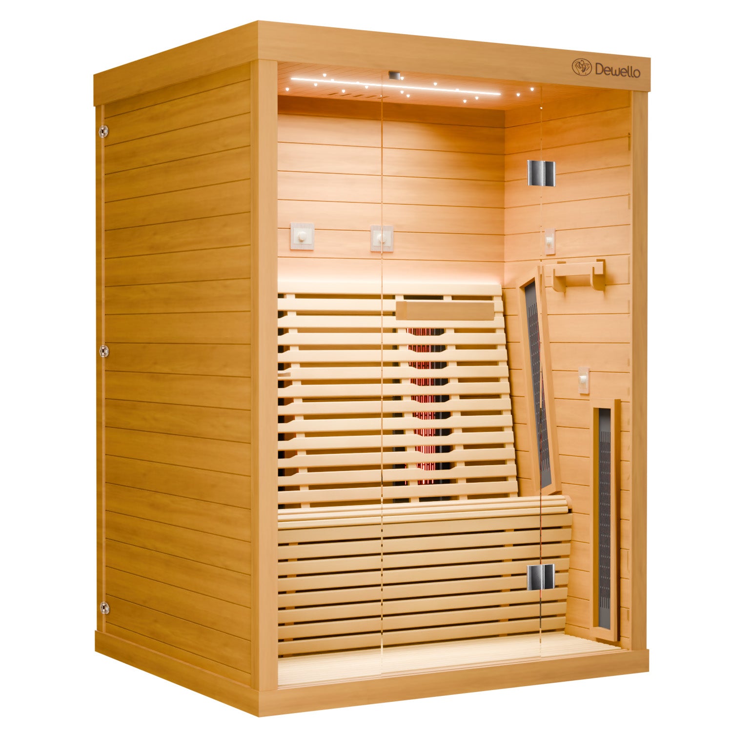 Dewello Infrarotkabine PALERMO 135x120 Hemlock inkl. Vollspektrumstrahler, Bodenstrahler