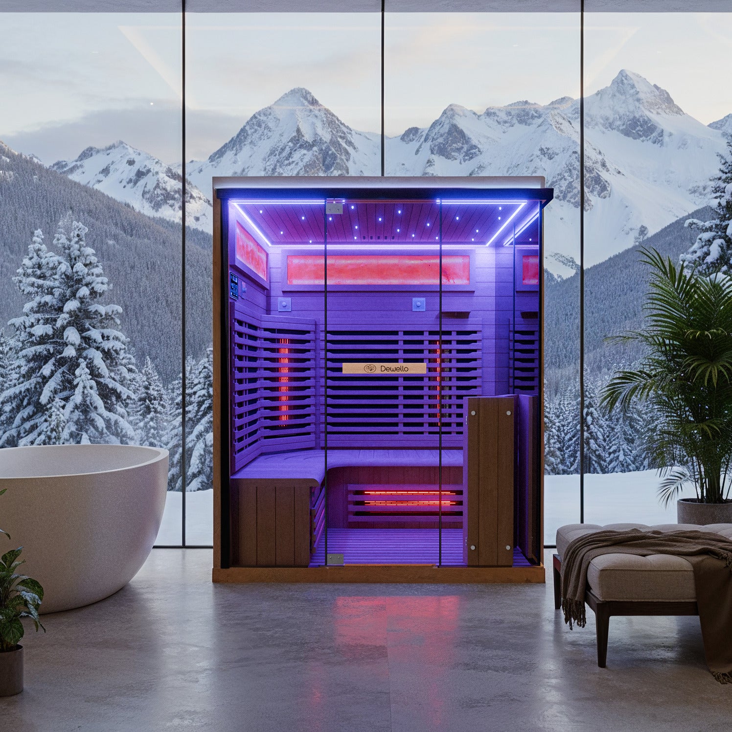Dewello Infrarotkabine KENORA 160 cm x 120 cm inkl. Vollspektrumstrahler, Bodenstrahler