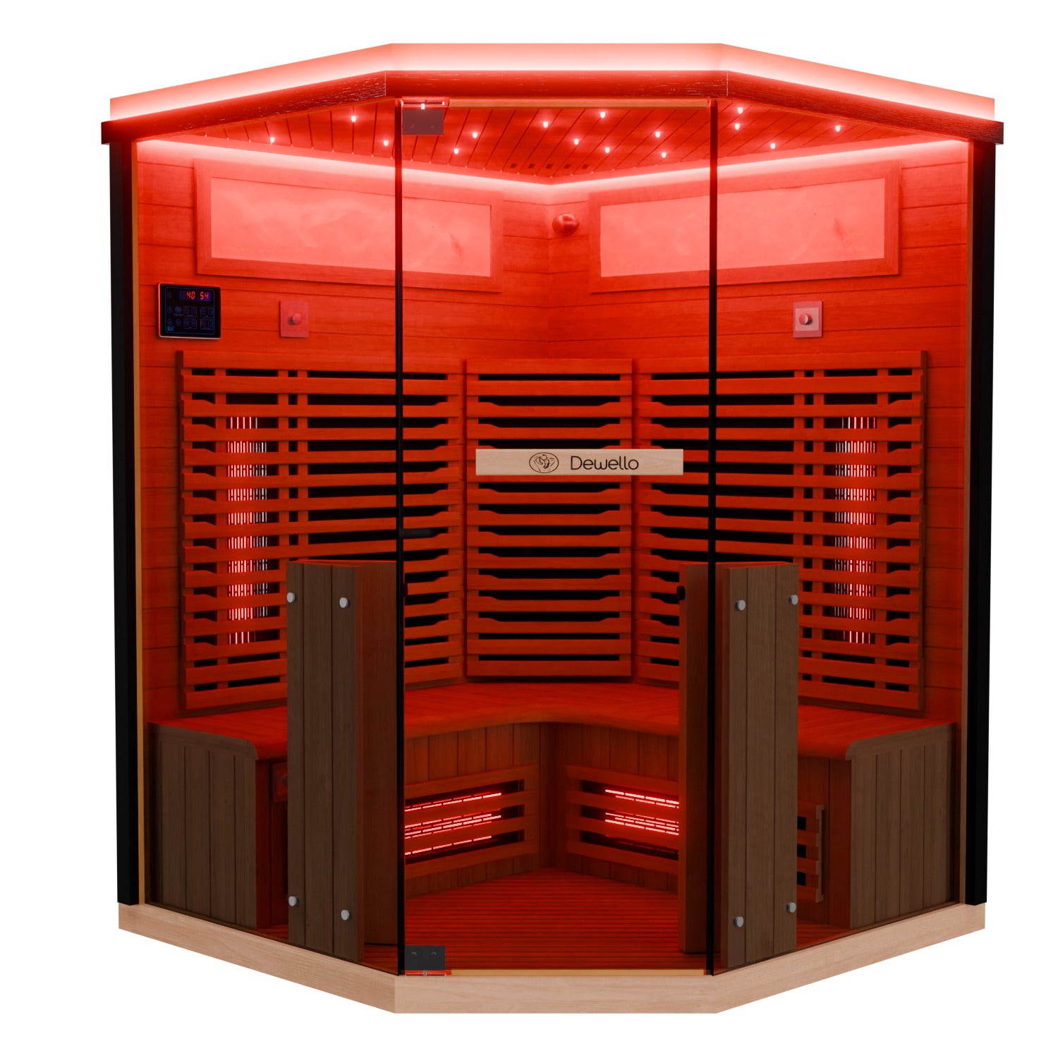 Dewello Infrarotkabine KENORA 140 cm x 140 cm inkl. Vollspektrumstrahler, Bodenstrahler