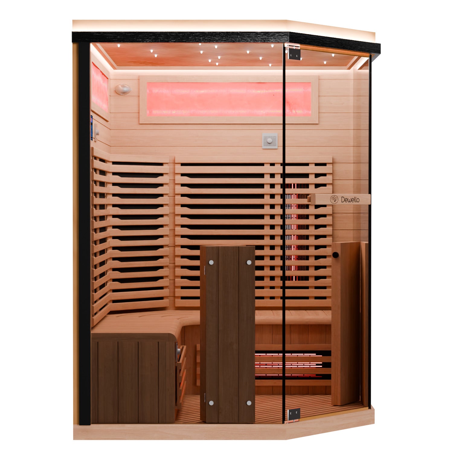 Dewello Infrarotkabine KENORA 140 cm x 140 cm inkl. Vollspektrumstrahler, Bodenstrahler