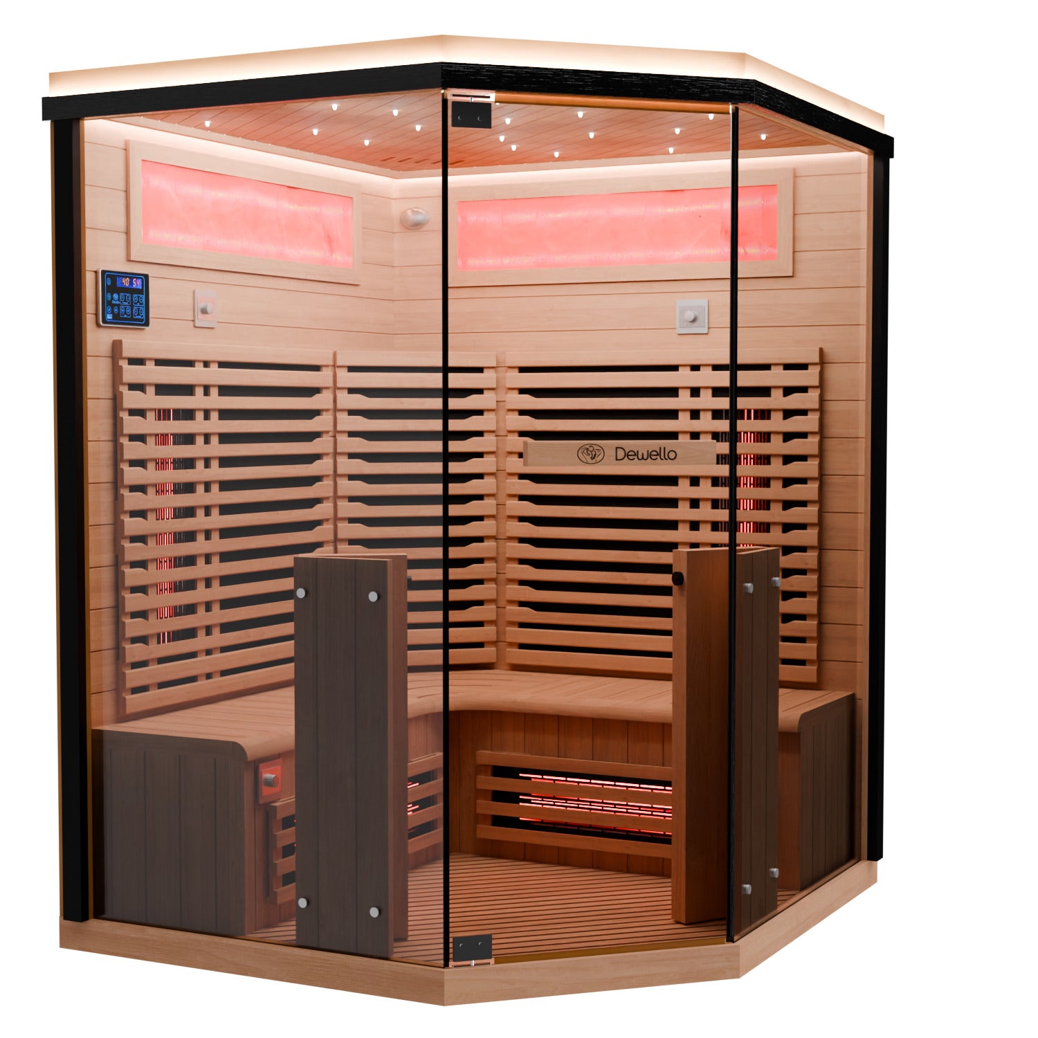 Dewello Infrarotkabine KENORA 140 cm x 140 cm inkl. Vollspektrumstrahler, Bodenstrahler