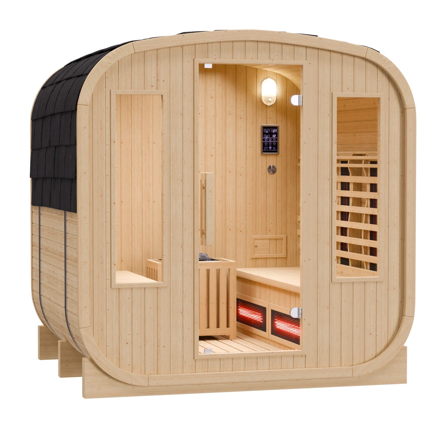 Dewello Cube Infrarot-Fasssauna Gartensauna RICHMOND 200x180